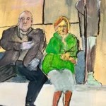 Menschen in der Bahn Mixed Media auf Papier. Gefühle zwischen Menschen
