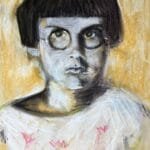 Meine Großmutter und ihr trotziger Blick. Ölpastell auf Graupappe