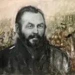 Ein Soldat im ersten Weltkrieg. Mein UrUropa. Kohle und Aquarell auf Graspappe